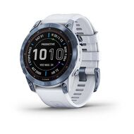 Мультиспорт.часы Garmin Fenix 7 Sapphire Solar, DLC-покрытие,синие с белым ремешком (010-02540-25)